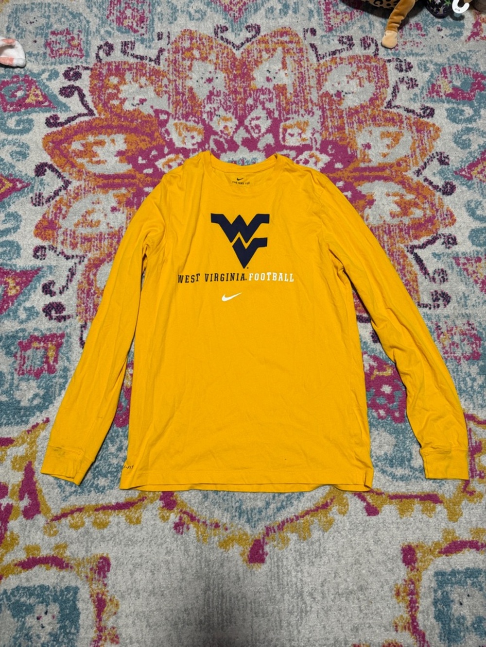 Nike West Virginia Football Long Sleeve Tee - Gold & Navy WVU